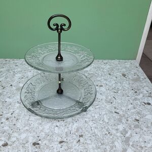 NEW Crystal Two Tier Server Vintage (NWOT)